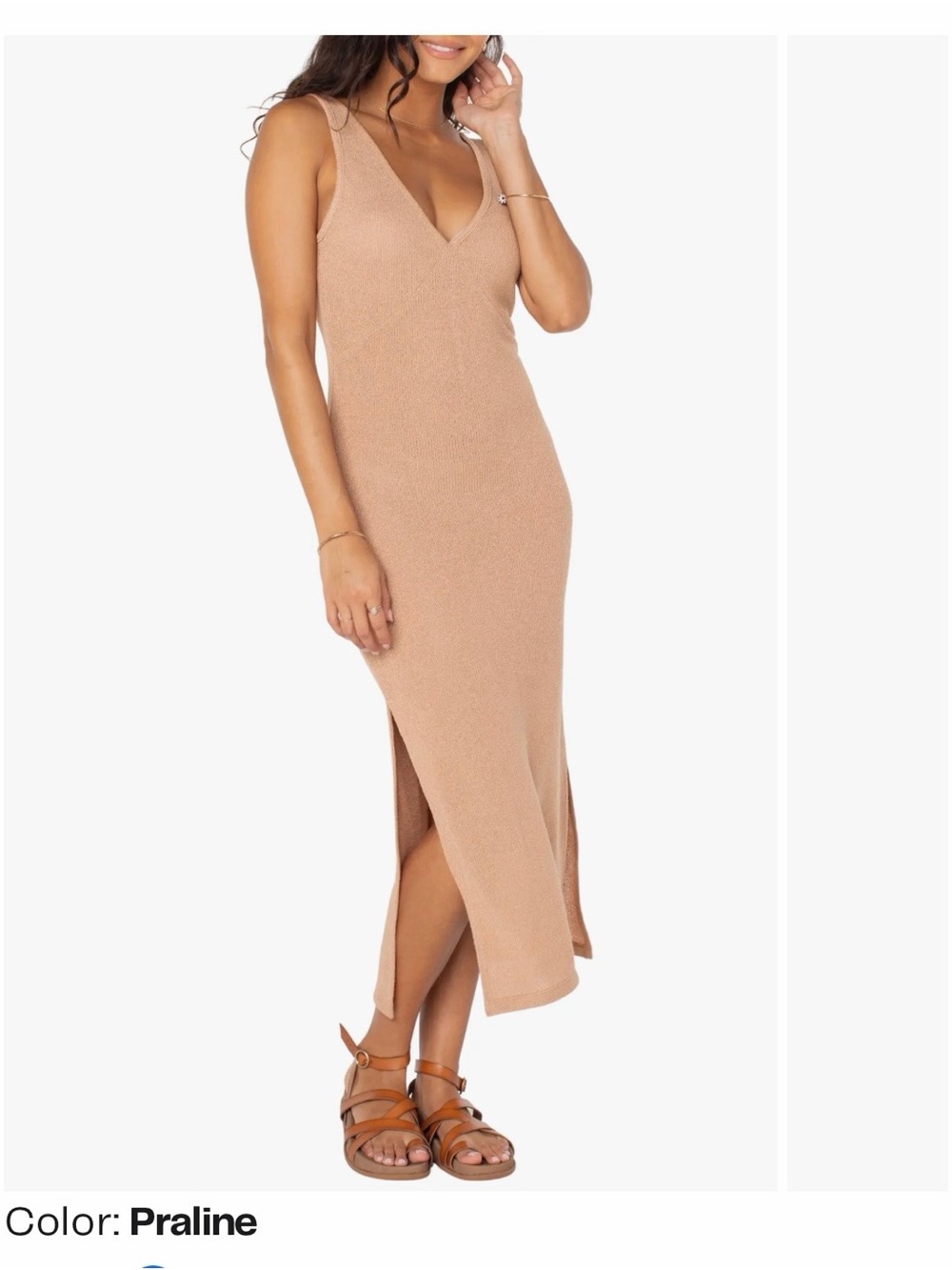 Roxy Slow Isle Praline V-Neck Knit Madi Dress